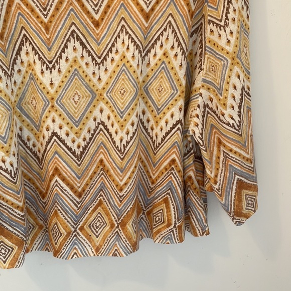 Chicos Sweater Sz 2 Medium Zigzag Ikat Melinda Pullover Linen Blend Lightweight - Picture 6 of 11